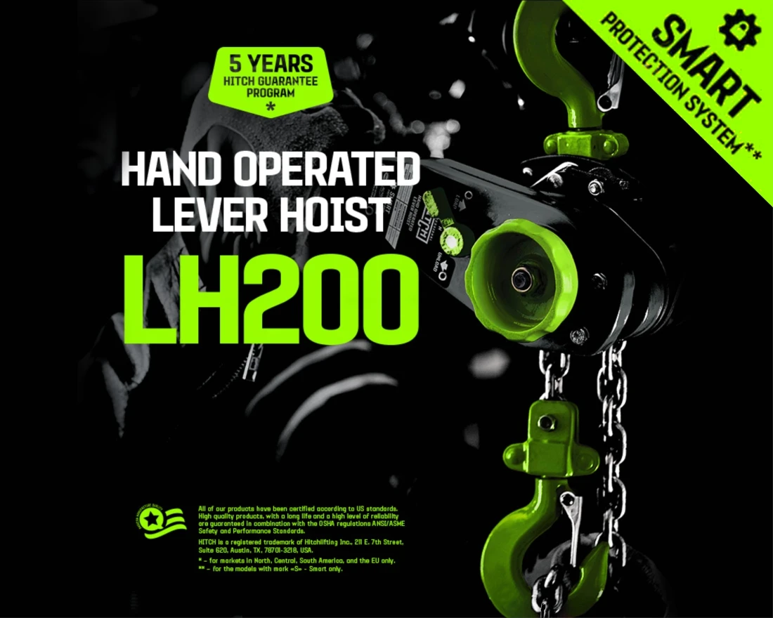 Таль ручная рычажная HITCH LH200-G, 1 т, 3 м. Гальваническая цепь