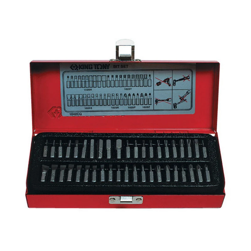 KING TONY Набор вставок (бит) 1/4", TORX, HEX, PZ, PH, SLOT, 42 предмета 1042CQ