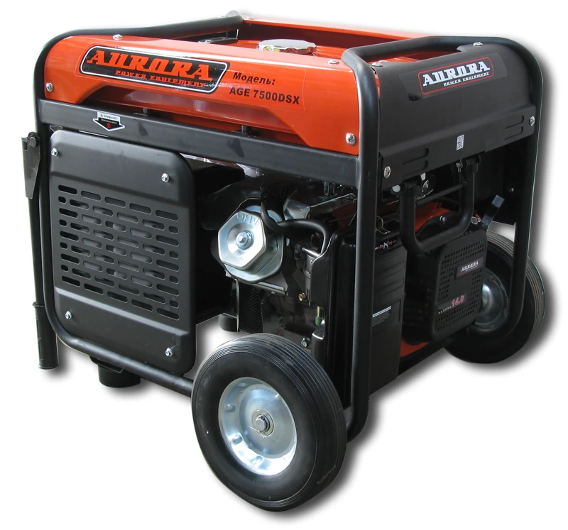 AURORA Генератор бензиновый AGE 7500 DSX (мах 6,3кВт эл.ст 380V, на колесах)