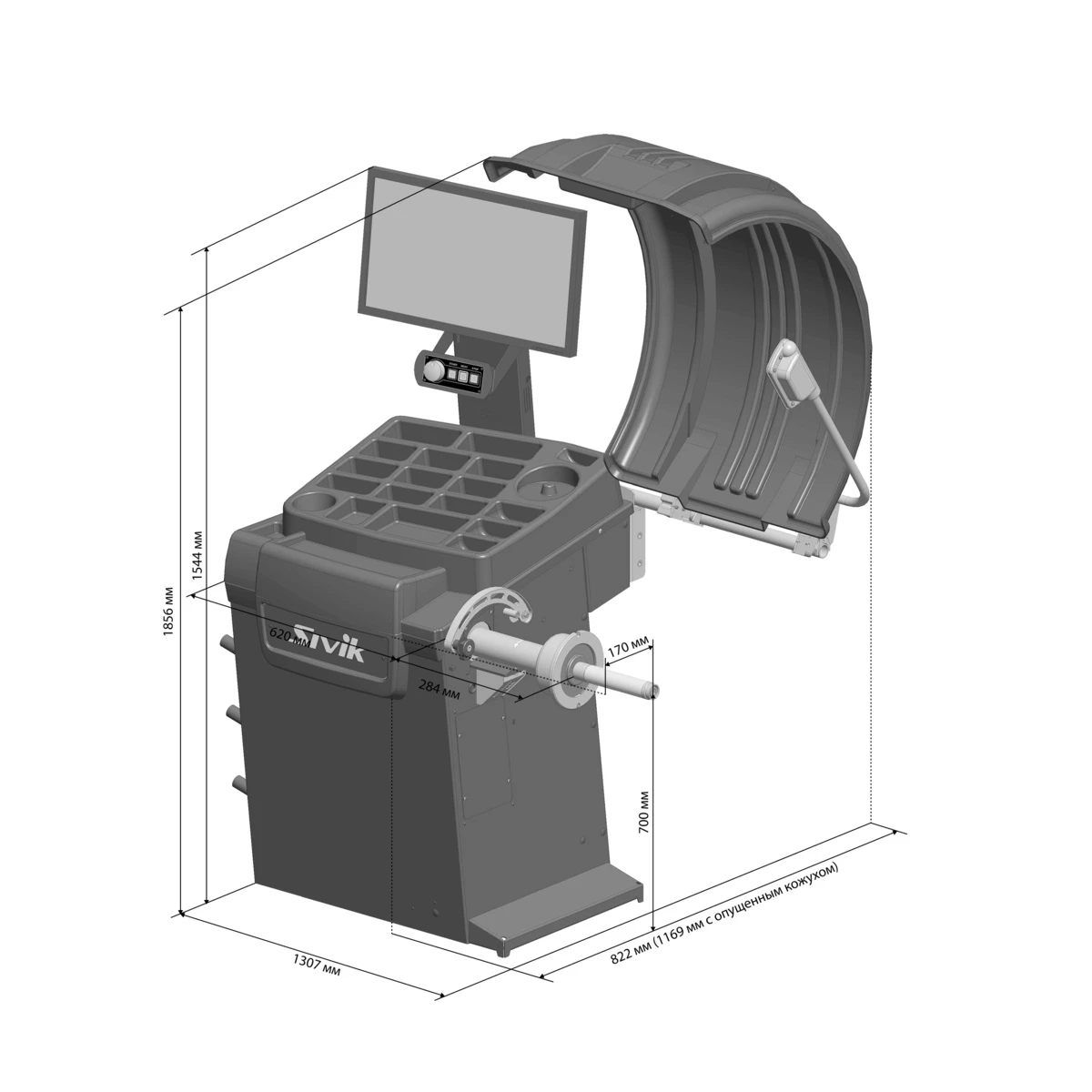 SIVIK Балансировочный станок GALAXY PLUS СБМП-60/3D Л Красный RAL3020