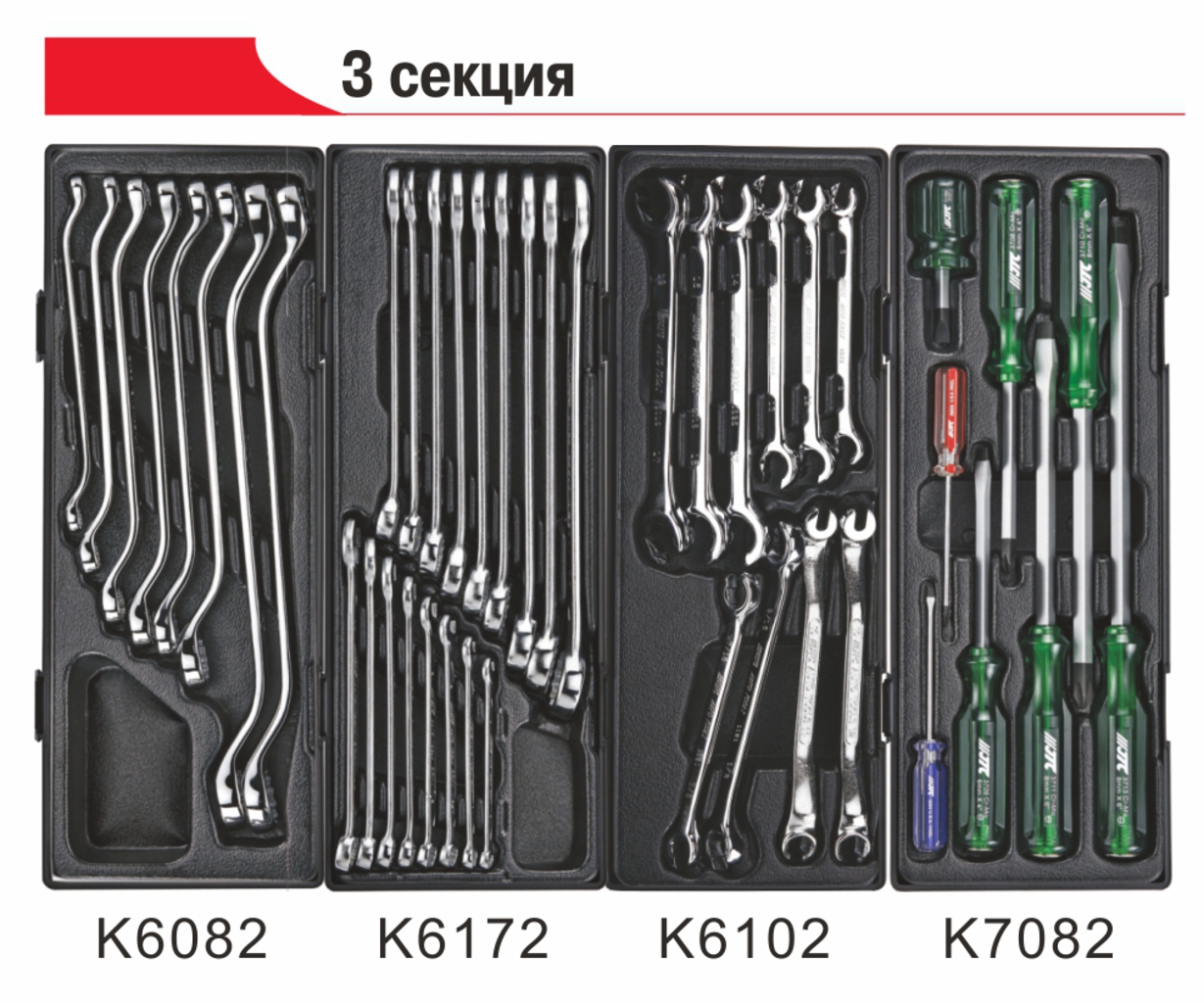 Тележка инструментальная 7 секций (JTC-3931) с набором инструментов 225 предметов JTC