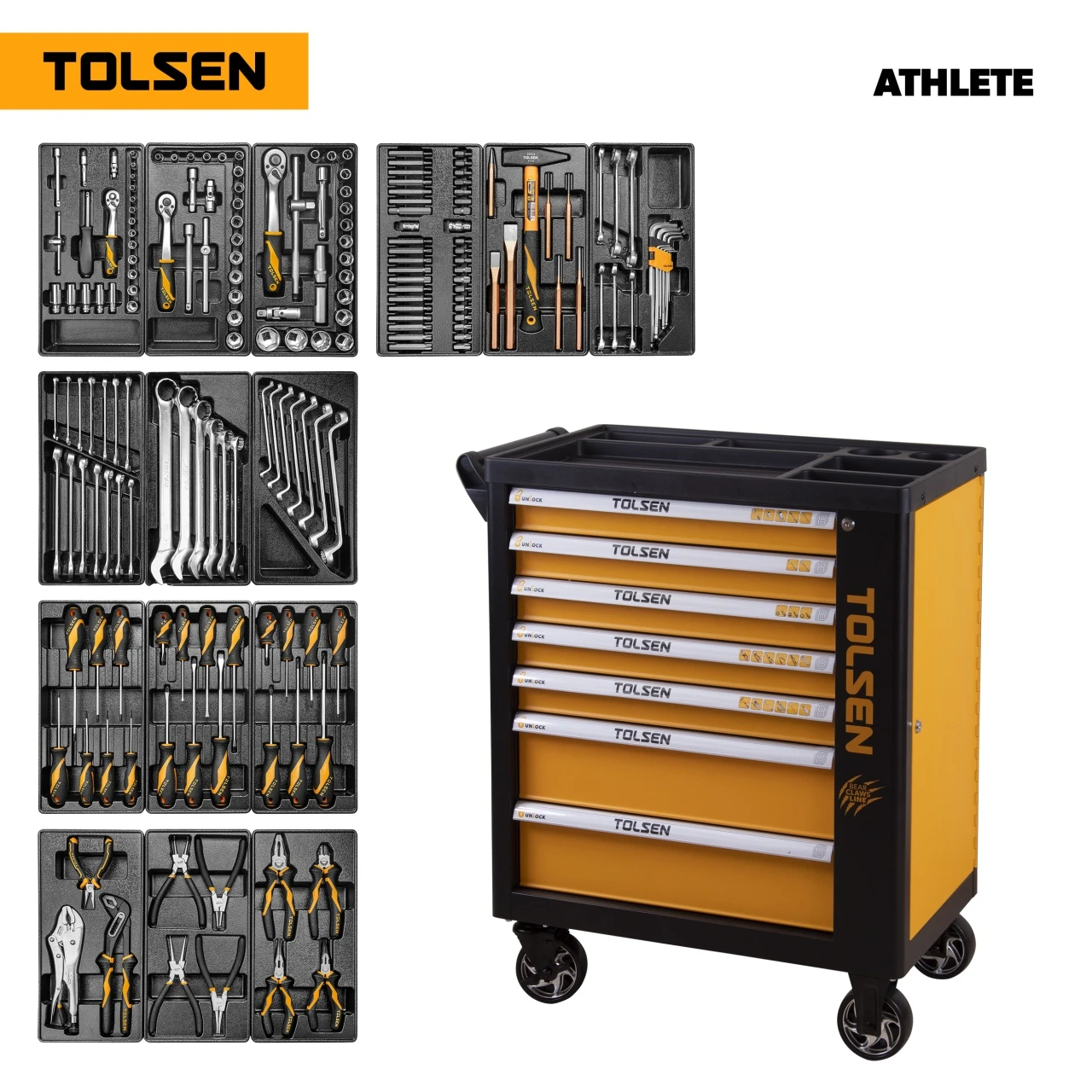 TOLSEN Набор инструментов "ATHLETE" в черной тележке, 189 предметов