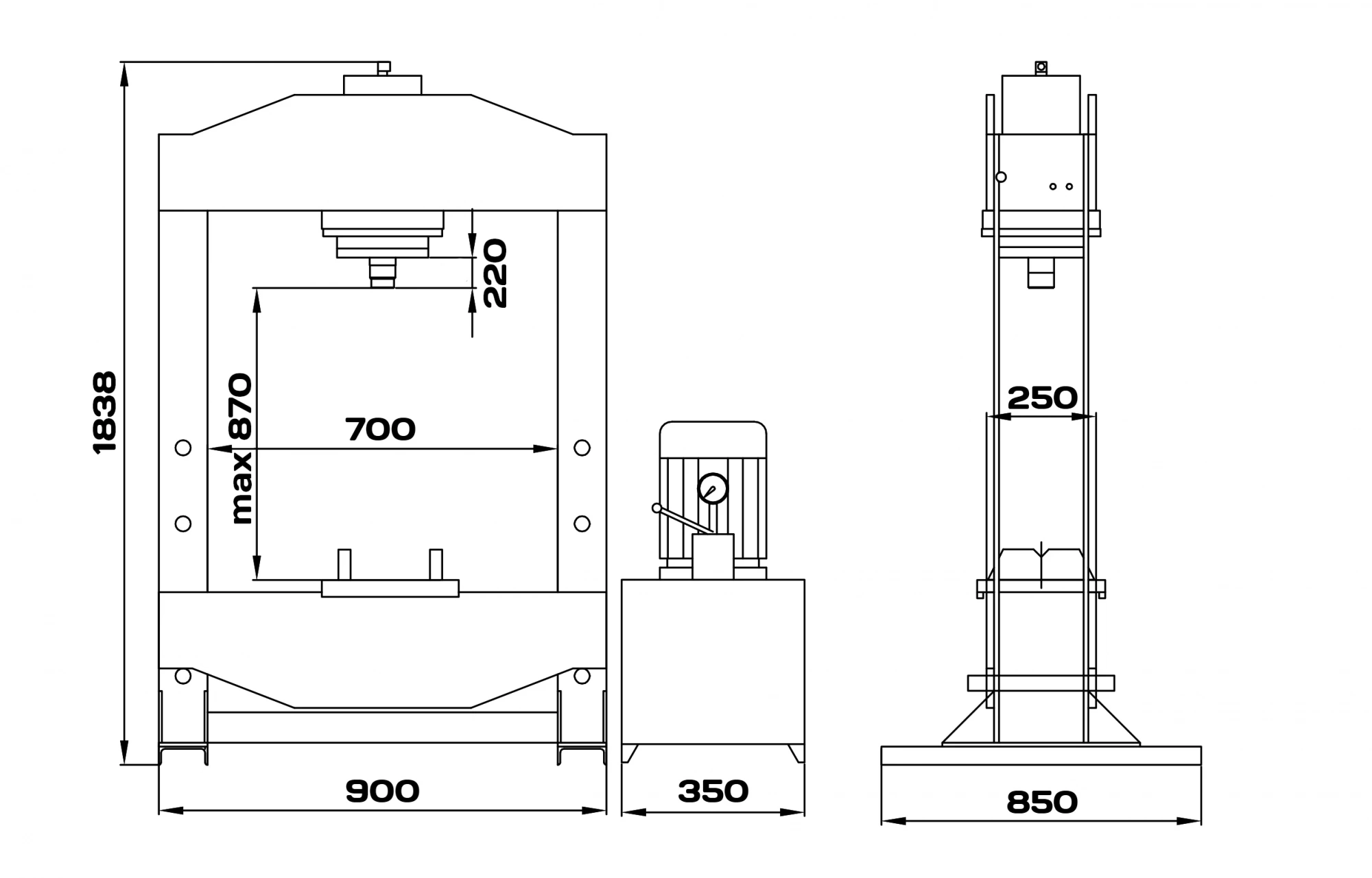KraftWell KRWPR50E Пресс 50 т. c электроприводом